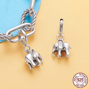 S925 Sterling Silver Elephant Pendant Opening And Closing Buckle