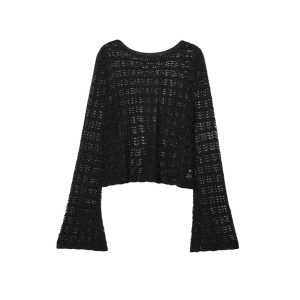 Women's Hollow Jacquard Mesh Short Sweater