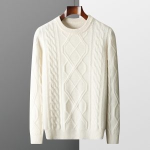 Men's Pullover Twist Round Neck Base Knitwear Loose-fitting Oversized Sweater