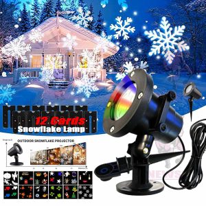 48 Pattern Christmas Projector Laser Light Snow LED Lamp Landscape Garden XMAS