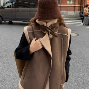 Western Style Berber Fleece Coat Motorcycle Vest