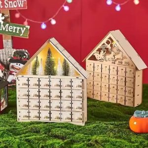 Wooden Christmas Decoration LED Light Glowing Advent Calendar