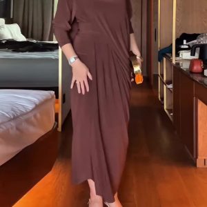 Elegant Pleated Tie Dress Two-piece Set