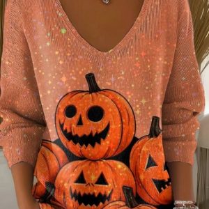 Women's V-neck Three-quarter Sleeve T-shirt