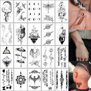 Tattoo Stickers English Letters Flowers