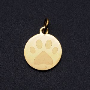Stainless Steel Titanium Steel Engraved Name Cat Paw Dog Paw Pendant