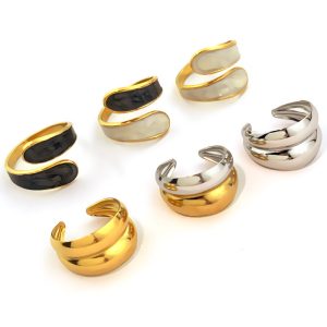 Stainless Steel Contrast Color Plating 18K Stitching Ring