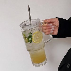Big With Handle Cup With Straw Large Capacity Glass