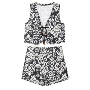 Fashion Printed Vest Casual Shorts