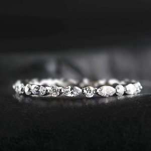 Horse Eye Row Diamond Ring Ins Style Ornament Fashion Fine Circle