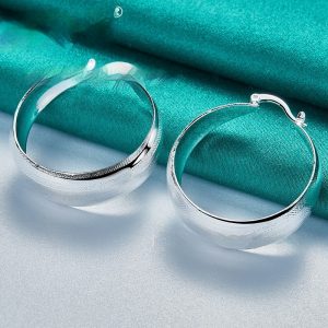 Silver Round Concave Female Accessories Earrings