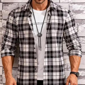 Teenage Men's Checked Long-sleeved Casual Shirt