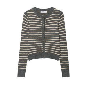 Pure Desire Style Loose Casual Striped Knitted Coat For Women