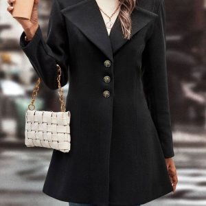 Fashionable And Casual Solid-color Elegant Mid-length Women's Thick Jacket
