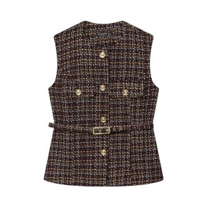 Women's Fashionable Belt Texture Top Vest