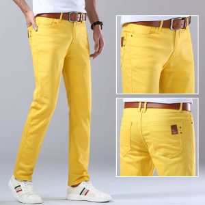Casual Men's Slim Straight Stretch Colored Trousers