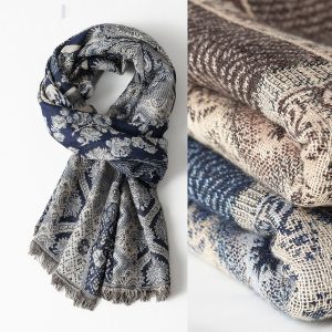 Ethnic Style Casual Men's Cotton Jacquard Scarf Tassel Soft Warm Scarf