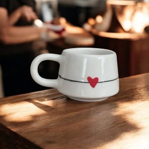 Handmade Ceramic Heart Mug For Valentines Day Gift