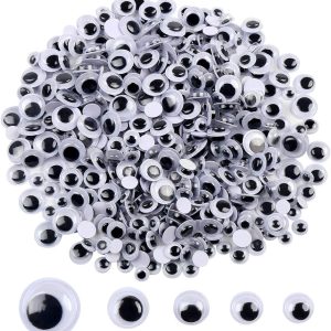 10 0 0 Pcs Black Wiggle Googly Eyes With Self-Adhesive, 6 Mm 8 Mm 10 Mm 12 Mm Mixed Packaging
