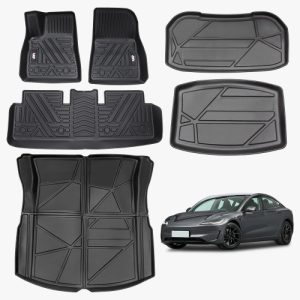 Odorless TPE Floor Mat For Tesla Model 3 2023-2025 6 PCS Waterproof Duty-Proof Fully Surrounded Floor Liner Protection Foot Pad