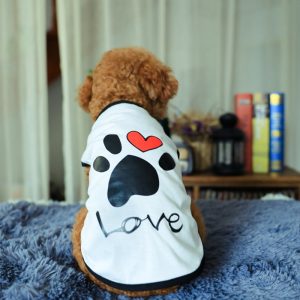 Pet Dog Printed Love Short Sleeve Top