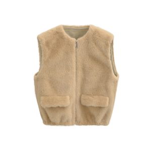 Women's Faux Fur Zipper Waistcoat