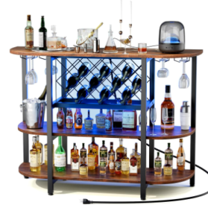LED Home Bar Cabinet And Storage, Sliding Metal Wine Cabinet