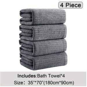 Four-piece Grey Bath Towel Set, Highly Absorbent, Quick-drying, Lint-free, Skin-friendly, Thickened And Durable. A Must-have For Your Home Bathroom, Practical And Stylish.