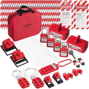 Electrical Lockout Tagout Kit, 47 PCS Safety Loto Kit Includes Padlocks, Hasps, Tags, Nylon Ties, Plug Lockouts, Circuit Breaker Lockouts, And Carrying Bag, For Industrial, Electric Power