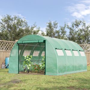 13' x 10' x 6.5' Walk-in Tunnel Greenhouse with 2 Zippered Doors & 10 Windows
