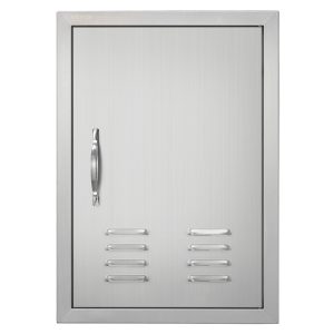 BBQ Access Door, 17W X 24H Inch Single Outdoor Kitchen Door, Stainless Steel Flush Mount Door, Wall Vertical Door With Handle, Vents And Hook, For BBQ Island, Grilling Station, Outside Cabinet