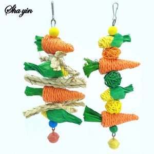 Parrot Toy Hanging Perch Climb Playing Equipment Cage Accessories Bird Bite Toy For Parakeets Macaws Cockatiels Lovebird Finches,