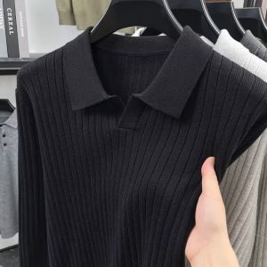 Men's Solid Color Cable Knit Collar Warm Sweater