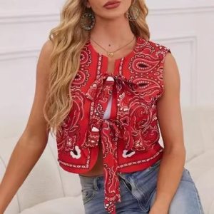 Women's New Casual Round-neck Tie-dye Printed Cotton Vest