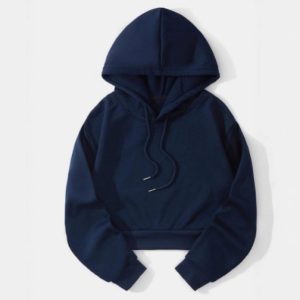 Autumn And Winter Fleece-lined Casual Short Cropped Hooded Sweatshirt
