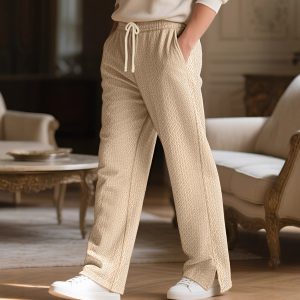 Loose Casual Jacquard Knit Straight-leg Men's Pants