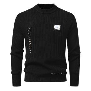 Simple Men's Solid Color Pullover Sweater
