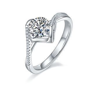 Dazzling Promise - A Wedding Ring Set With 1-carat Top-quality Moissanite S925 Silver And Platinum-plated Diamond. The Ring Can Be Inspected With A Diamond Pen