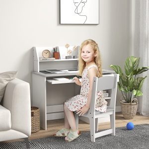 Kids Desk and Chair Set 5-8 Year Old with Storage