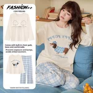 Women's Cotton Pajama Set Casual Cartoon Homewear