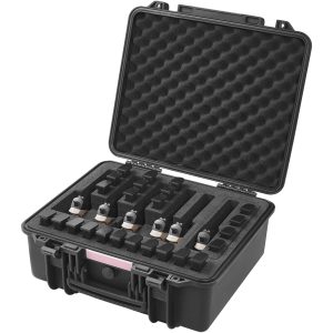 Hard Pistol Cases With Pre-cut Lining, Waterproof & Dustproof Hard Gun Case For 6 Pistol, 19.3×17.1×8.3 In Lockable Pistol Case, Black