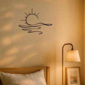 Wall Art Modern Metal Iron Wall Decor, Abstract Sun Line Design For Home
