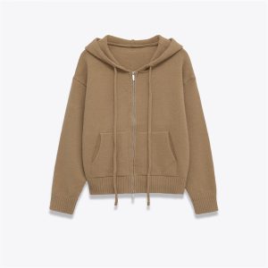 Women's Zipper Knit Hooded Sweatshirt