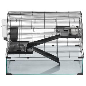 Hamster Cage, 360° Viewing Transparent Hamster Habitats, Small Animal Cage, 29.5 X 17.3 X 24 In, Ventilated Pet Mouse Cages With Water Bottle, Portable Hamster House For Rats, Guinea Pigs