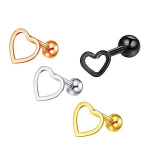 Simple Stainless Steel Heart-shaped Hollow Earrings