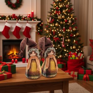 2PCS Set Christmas Gnome Table Decorations 5.9x5.9x18.9in Festive Fall Thanksgiving And Seasonal Home Accents