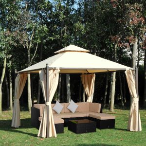 10' x 10' Outdoor Patio Gazebo with Privacy Curtains