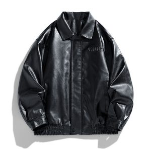Loose Lapel American Trendy Brand Retro Motorcycle PU Leather Jacket