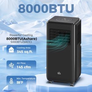 8,000 BTU Moible Air Conditioner 345 Sq. Ft., Dehumidifier Fan Auto Sleep with 24H Timer On/Off, Window Kit,