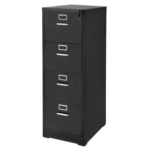 4 Drawer File Cabinet With Lock, Metal Vertical Filing Storage Cabinets For Home Office, Heavy-Duty Cabinet With Detachable Hanging Rod, For A4/Letter/Legal Size File, Easy Assembly (Black)